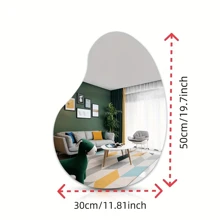 1个芒果形镜子，装饰性设计师壁挂式全身镜，适合试穿衣服