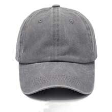 1pc Casual Street Style Unisex Washed Solid Color Vintage Baseball Cap - Dark Grey - View 2