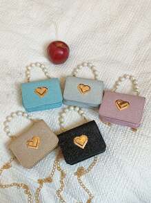 A Mini Love Tote. Cute, Casual, Versatile, New And Fresh Nylon Bag. A Pearl Handheld Metal Chain Bag That Can Be Worn On One Shoulder And Across The Body. Suitable For Daily Outings, Travel Vacations, And Parties. The Best Choice For Gifts And Birthday Gifts. - View 2