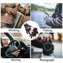 1 Pair Grey Arrow Fingerless Anti-Slip Gloves For Men & Women, Suitable For Fishing, Kayaking, Cycling, Rowing, Driving - Black - View 5