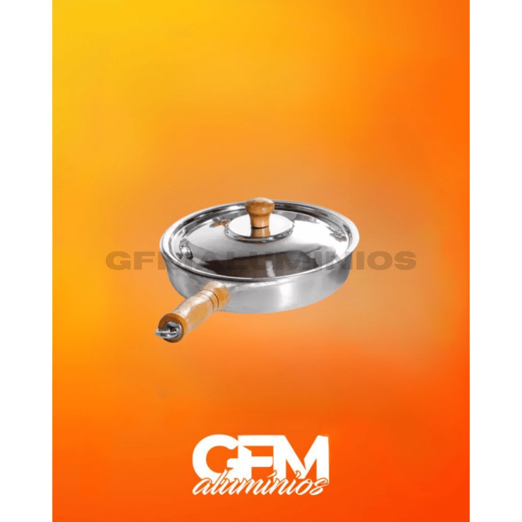 frigideira alumínio batido nº26 com tampa de vidro ou alumínio