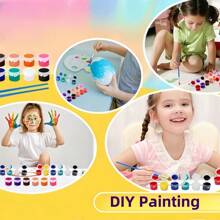 12-Color Paint Kit + 2 Paintbrushes Set, Suitable For Adult Crafts, Models, Decorations, Home Decor, Painting. | 60-Color Acrylic Paint Set With Paintbrushes, Palette, Disposable Apron, Containers - Perfect Gift For Home, Birthday, Classroom Parties (Random Colors),Back To School