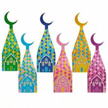 6 buc. Cutie de ambalare pentru bomboane de lună, cutie cadou pentru festival musulman, moschee, cutie cadou pentru festival musulman, produse de decorare pentru petreceri, pungă cadou
