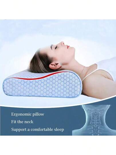 1pc Bamboo Memory Foam Sleep Kussen Contoured Cervical Orthopedic Neck Support Breath Shoulder Relax, Adjustable Ergonomic Contour Pillow, Back Stomach Side Sleepers, Removable Hoes view 5