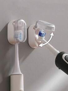 Soporte para cepillo de dientes montado en la pared con cubierta antipolvo, organizador de almacenamiento impermeable para cepillo de dientes y accesorios de baño (color aleatorio) Decoración de otoño sin taladrar para el baño del hogar