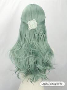 Long Wavy Wig With Bangs, Synthetic Fiber, Multi-Color Wavy Wig, Suitable For Daily And Party Use, Natural Smooth And Realistic Wig (Excluding Acessories)