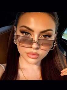 Rimless Fashion Glasses For Women And Men, Luxury Vintage Style - Brown - View 3