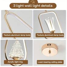 1 st. Moderne LED hanglamp, semi-inbouw gepolijste metalen hanglamp met acryl lampenkap, dimbaar 3-kleuren, inclusief installatiehardware, geschikt voor woonkamer, eetkamer, slaapkamer, gang - vast bedraad, 110V-240V zonder schakelaar of afstandsbediening