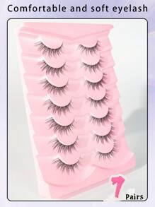7 对自然假睫毛，漫画眼睫毛，分段假睫毛，自然假睫毛