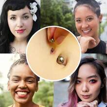 专业穿孔套装，不锈钢鼻中隔环，耳软骨，耳环，肚脐穿孔套件 - 銀色 - 查看 7