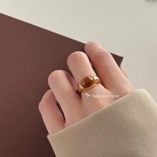 复古珐琅滴油艺术复古锆石戒指系列，虎眼可调节指环