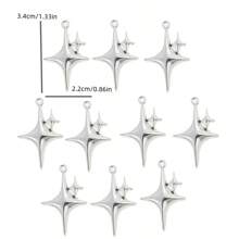 10pcs Fashionable Silver Tone Alloy Star Shaped Pendant Charms For DIY Jewelry Making, Keychain, Tassel Necklace, Craft Supplies