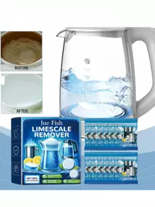 Jue Fish Limescale Cleaning Effervescent Tablets, For Stainless Steel Pots, Kettles, Removes Limescale & Dirt, Lemon Scented - White - View 13