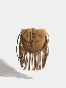 Southeast Asia Explosion Bag Female 2025 New Suede Cover Diagonal Tassel Bag - Camel - View 3