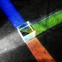 Optischer Glas X-Würfel doppelbrechender Würfel: RGB Kombinierer Teilerprismus, Bildungsgeschenk, Klassenzimmer-Physik, geeignet für Alter 14+