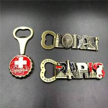 High-End Metal 3D Bottle Opener With Personalized Magnetic Architecture Fridge Magnet Souvenir, Unique Traveling Gift - Multicolor - View 1