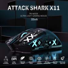 X11 59g Superlight Wireless Gaming Mouse With Grip Tape, RGB Charging Dock,PixArt PAW3311,BT/2.4G Wireless/Wired Pc Mouse, 22KDPI,5 Programmable Buttons For Pc