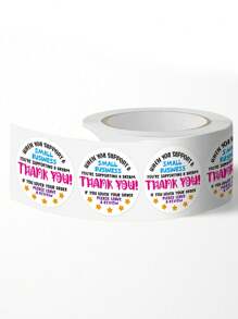 500pcs/Roll Thank You English Adhesive Stickers, Colorful Round Thankyou Labels Recommended For Baking, Beverage, Small Business, Gifts, Cards, DIY Packaging