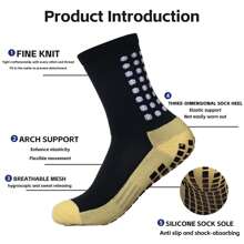 1/2/4/6/10 Pairs Men's Cushioned Compression Mid-Calf Soccer Socks, Anti-Slip For Training & Matches