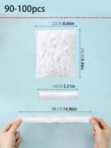 100pcs/ Transparent Plastic Cover PE Thin Film Plastic Bags For Bowl Cover Leftover Food Cap, Kitchen Essentials To Keep Your Food Fresh And - Clear - View 3