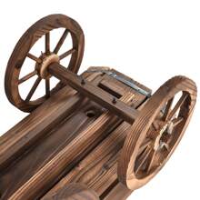 Lifezeal Wood Wagon Flower Planter Pot Stand W/Wheels Home Garden Outdoor Decor