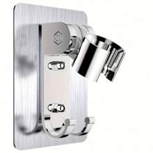 重型可调节淋浴喷头支架，防水，无需钻孔粘合支架，加固淋浴支架，安装方便，适用于浴室配件 - 銀色 - 查看 2