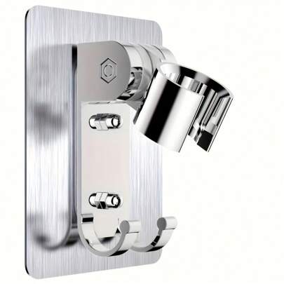 重型可调节淋浴喷头支架，防水，无需钻孔粘合支架，加固淋浴支架，安装方便，适用于浴室配件