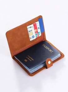 Multi-Card PU Passport Holder - Snap Closure, Faux Leather Lining, Airplane Pattern Passport Case, Minimalist Travel Accessory - Convenient Document Storage And Travel Items, Holiday Supplies Travel Stuff Travel Organiser Travel Items Travel Wallet Passport Holder Passport Wallet Beach Vacation Bag Summer Christmas Vacation