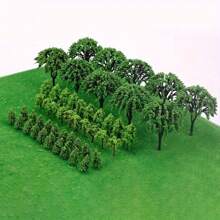 50个模型火车景观仿真树微缩雕像，2-6厘米/0.79-2.36英寸灌木模型树立体模型树，迷你树，适用于DIY工艺品建筑模型，人造战争游戏树模型家居装饰 - 彩色 - 查看 2