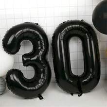 1/2 件黑色数字气球 40 英寸 1-80 数字铝膜气球适用于生日派对、周年纪念日等派对室内外装饰,营造派对氛围 - 黑色 - 查看 10