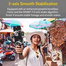 AOCHUAN 可折叠便携式云台稳定器 7.0 防抖升级版 7 色磁吸补光灯 运动时顺滑对焦 360 度旋转追踪开关 AI 手势控制 适用于全景广角电影直播延时拍摄 节日送礼佳品 兼容 Android 手机 手机相机智能跟随相机手机支架，360°旋转 适用于暑假、旅行度假、直播、Vlog、家庭聚会、手持自拍、户外活动、采访 Nan ActiveTrack - 黑色 - 查看 8