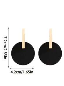 2pcs Fashionable Exaggerated Geometric Round Pendant Clip Earrings, Suitable For Earless Women For Party Occasions - Clip - View 5