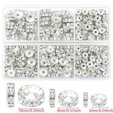1 BOX Spacer Beads For Crafting, Colorful Rondelle Spacer Beads Box, Fancy Sparkle Crystal Rhinestone Spacer Loose Beads For Necklace Bracelet Earring Jewelry Making And Pens DIY Dec