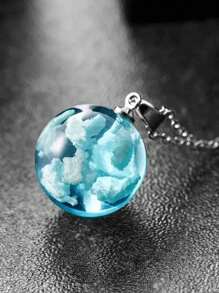 1 chiếc mặt dây chuyền hình quả cầu trong suốt phong cách thiên nhiên bầu trời xanh và mây trắng, mặt trăng và cây bằng nhựa. - Nhiều màu - Xem 4