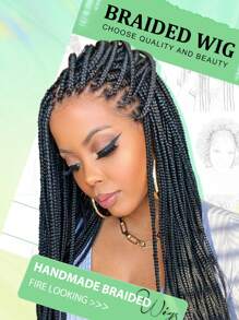 All Lace Versatile Black Box Braided Lace Front Wig For Women , High-Density Synthetic Hair, Perfect For Casual Attire