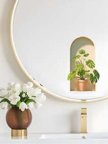 1-3 件 3D 盆栽植物墙贴，PVC 防水自粘贴纸，装饰艺术风格绿色植物自粘贴花，哑光塑料花卉壁画，带花卉主题，适用于家居装饰、办公室装饰、客厅装饰、卧室装饰、书房装饰、墙壁装饰贴花