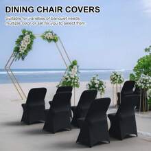 Stretch Spandex Chair Covers - Black /White 12/30/50/100 PCS, Folding Kitchen Chairs Cover, Universal Washable Slipcovers Protector, Removable Chair Seat Covers, For Wedding Party Dining Room Banquet Event 18.11"D X 20.8"W X 36.61"H - 黑色 - 查看 6