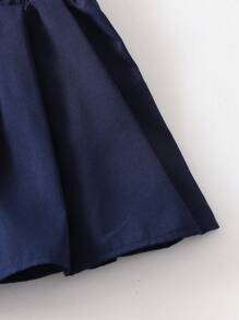 2 件装女婴休闲短袖衬衫和百褶裙套装，配有条纹披肩，舒适百搭，适合上学/休闲穿着 - 彩色 - 查看 7