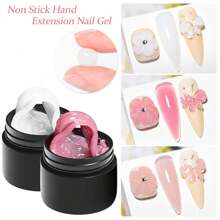 Mtssii 8ml Clear Non Stick Hand Extension Gel Nail Polish For 3D Shaping Nail Art Solid Milky Jelly Hard Gel For Fake Nail Carving Flower Nail Art Acrylic Gel Varnish Solid Builder Gel Easy To Operate Manicure For Home And Slaon - 裸色 - 查看 6