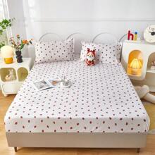 3 件套床上用品 - 印花床笠套装（含枕套，无填充物），100% 涤纶面料印花床笠，可洗，现代简约家居床上用品 - 誘人草莓 - 查看 12