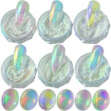 0.2g/Box Nail Powder Pearl Rubbing On Nails Aurora Pink Chrome Dust Nail Art White Moonlight Mirror Glitter Manicure Holographic Powder Nail Art Decoration