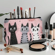 1 Túi đựng đồ trang điểm du lịch màu hồng - Túi đựng đồ trang điểm du lịch thiết kế hình mèo hồng đặc biệt - Túi đựng mỹ phẩm có khóa kéo nhẹ - Quà tặng hoàn hảo cho phù dâu, giáo viên và bạn bè - Nhiều màu - Xem 2