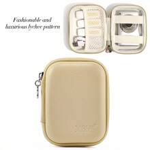 EVA Leather Headphone Case, Data Cable, Charger Head, USB Stick, USB Shield Hard Shell Protective Storage Box, Shock-Proof & Anti-Pressure; Candy Color PU Leather Scratch-Resistant Photo Printer Storage Box; Small Camera Protective Case - Khaki - View 3