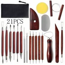 21 Piece Rosewood Pottery Tools Set, Clay Sculpture Carving Detailing Needles, Dotting Pen, Pottery Forming Tools