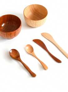 3pcs Wooden Mask Bowl, Mask Tool, Mixing Stick Beauty Spa Mask Care Tools - Brown - View 4