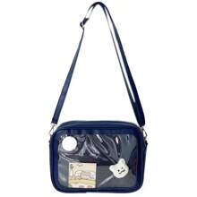 Female Ita Crossbody Bag Womens Transparent Messenger Bag Girls Cute-Lolita Shoulder Bags Teens Fashion Satchels Bag Ins - 黑色帶插片 - 查看 9