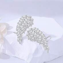 1 对时尚优雅的天使翼耳环 - 奢华铜耳环配闪亮方晶锆石，适合派对、婚礼、女性日常聚会、生日和周年纪念礼物 - 彩色 - 查看 6