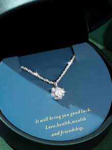 1 Pc Delicate Sparkling Star Pendant Necklace For Women, Dainty Clavicle Chain Luxury Versatile Jewelry, Suitable For Party And Gathering