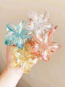 4 pièces/1 pièce Épingle à cheveux en forme de fleur holographique Y2K Style Sirène, grande taille 8 cm/3,15 po, rose, blanc, bleu, jaune, accessoires de mode en plastique léger, élégants, chics, minimalistes, de couleur unie, convient pour une utilisation quotidienne, casual, fête, déplacement, coiffure exclusive, queue de cheval, chignon, lavage du visage, maquillage, assortiment de tenues
