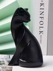 1pc创意造型猫咪情侣黑白带尾巴可爱猫咪家居客厅玄关树脂家居情侣摆件装饰decorazioni相机家居装饰